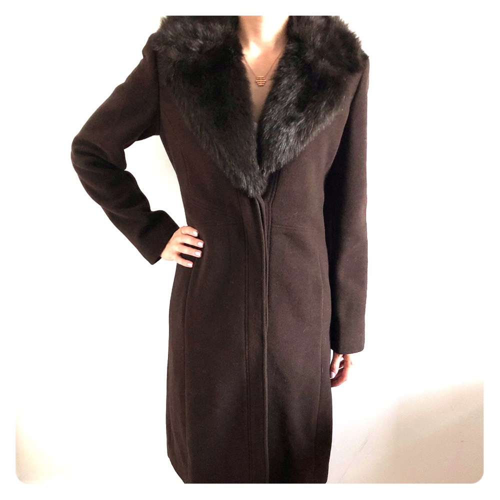 Marvin Richards wool coat with faux fur collar